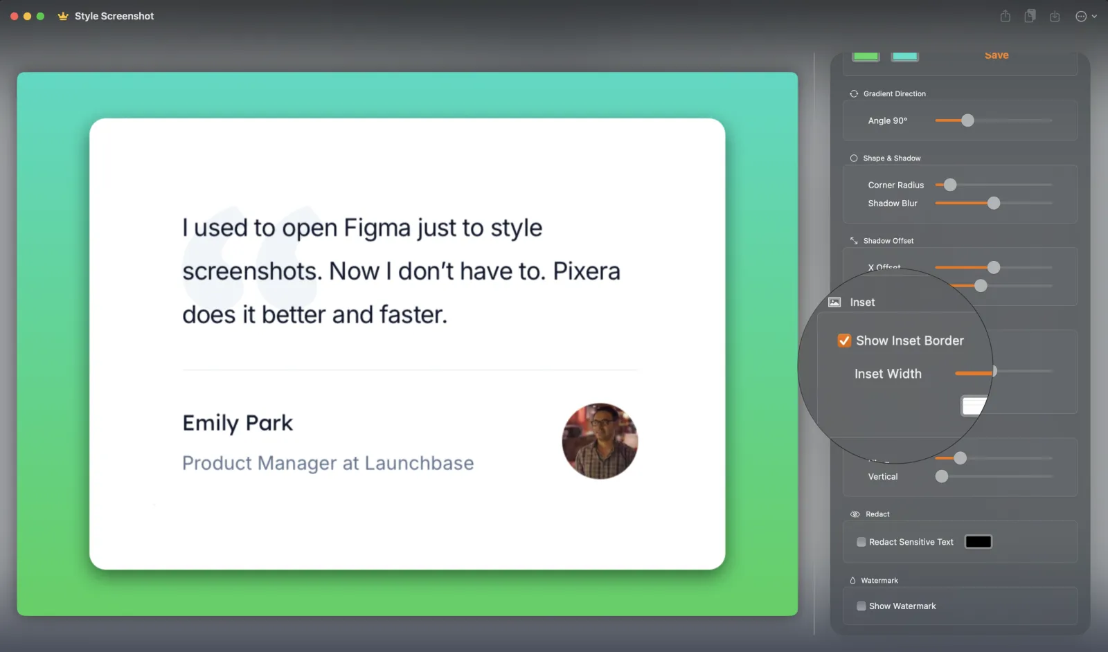 Example of Pixera – Auto Inset Colors applied to screenshot